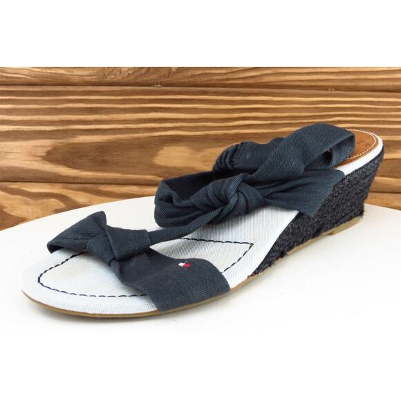 Tommy Hilfiger Sz 36 M Black Strappy‎ Fabric Women Sandals - Picture 1 of 7